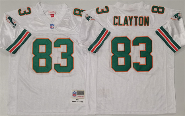 Men's White Miami Dolphins #83 Mark Clayton Throwback Stitched Football Jersey